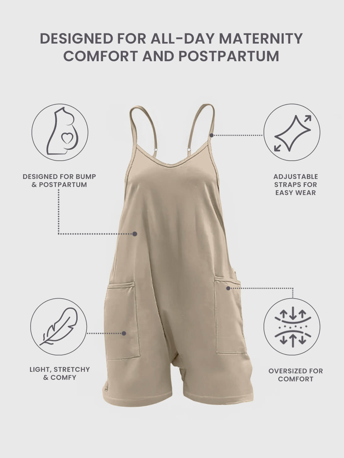 Oversized Jumpsuit Shorts - Maternity & Postpartum – Lahloya Maternity